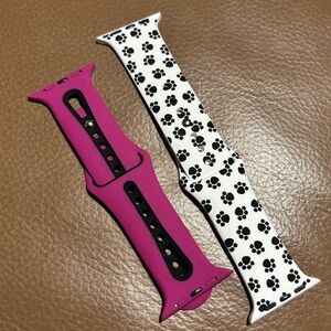 🐾 2 Apple Watch Bands - Paw Prints & Magenta 🐾